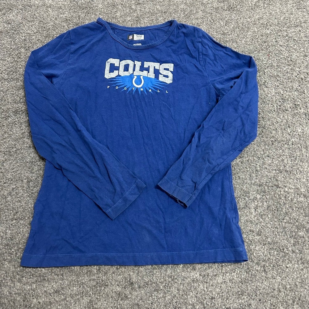 NFL Team Apparel Shirt Womens Size L Blue Indianapolis Colts Long Sleeve Cotton